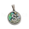 304 Stainless Steel with Paua Shell Pendants STAS-G268-02S-P-2