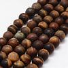 Frosted Natural Tiger Eye Beads Strands G-F364-18-10mm-1
