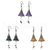 3 Pairs 3 Colors Glass & Acrylic Flower Dangle Earrings EJEW-TA00409-1