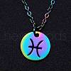 Rainbow Color Stainless Steel Constellation Pendant Necklace for Women ZODI-PW0001-039L-1