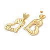 Heart & Bowknot Brass Dangle Stud Earrings EJEW-G382-12G-2