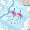 Glass Seed Beaded with Acrylic Beads & Glass Pearl Round Bead Jellyfish Dangle Earrings EJEW-MZ00435-05-1