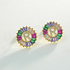 Brass Colorful Cubic Zirconia Stud Earrings WG39B88-18-1