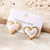 201 Stainless Steel Heart Stud Earrings EJEW-P304-03G-3