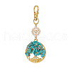 Synthetic Turquoise Chips Beads & Alloy Tree of Life Pendant Decorations HJEW-JM03129-03-2