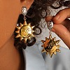 304 Stainless Steel Two Tone Dangle Stud Earrings EJEW-Q044-04G-1