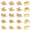 BENECREAT 20Pcs 5 Style Rack Plating Brass Pave Clear Cubic Zirconia Flower Slide Charms KK-BC0012-86-1