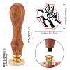 Golden Tone Wax Seal Brass Stamps with Wood Handles AJEW-WH20032-002-2