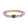 7Pcs 7 Style Natural & Synthetic Mixed Gemstone & Brass Beaded Stretch Bracelets Set BJEW-JB08997-2
