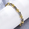 304 Stainless Steel Round Link & Byzantine Chains Bracelets for Women Men BJEW-R018-19GP-3
