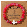 Natural Ruby Beads Stretch Bracelets for Women Men QT3282-12-1