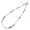 Faceted Round Natural Aquamarine & Natural Carnelian Beaded Necklaces for Women NB0478-5