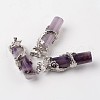 Tube Natural Amethyst Pendants G-L455-H18-1