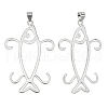 GOMAKERER 2Pcs Rhodium Plated 925 Sterling Silver 4 Claw Prongs Pendant Blank Fish Shape Cabochon Settings FIND-GO0001-72-1