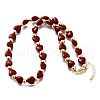 Brass & ABS Imitation Pearl Heart and Round Beaded Necklaces for Women NJEW-D314-11C-G-4