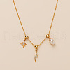 Lightning Bolt Star Brass Pave Clear and Purple Cubic Zirconia Pendant Necklaces for Women FS-WG06C6B-05-1