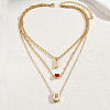 Iron Cable Chains 3 Layer Necklaces AX4550-1