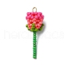 3Pcs Glass Seed Beaded Rose Pendants PALLOY-MZ00461-2
