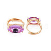 Evil Eye Glass Ajuastable Rings RJEW-S048-002G-NF-3