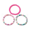 3Pcs 3 Colors Polymer Clay Disc Beaded Stretch Bracelet Sets BJEW-JB10439-02-3
