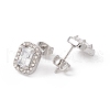 Cubic Zirconia & Rhinestone Rectangle Stud Earrings EJEW-A080-01M-P-3