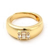 Rack Plating Brass Micro Pave Clear Cubic Zirconia Adjustable Rings RJEW-E064-16G-2