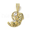 Rack Plating Brass Micro Pave Cubic Zirconia Pendants KK-A210-03B-G-1