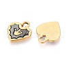 304 Stainless Steel Pave Natural Black Lip Shell Crown Heart Pendants STAS-N110-22B-G-2