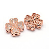 Clover Brass Micro Pave Cubic Zirconia Beads ZIRC-E010-10RG-1