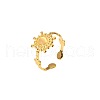 Vintage Adjustable Stainless Steel Pave Natural Stone Flower Cuff Rings for Women NA6440-5
