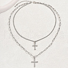 Vintage Iron Gothic Cross Pendant Double Layered Necklaces NG0204-3