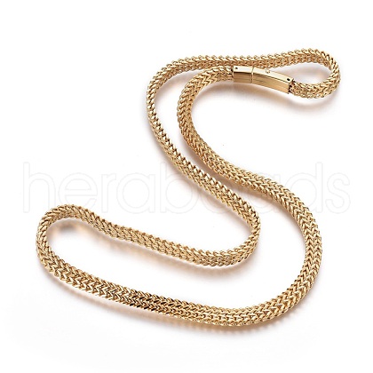 304 Stainless Steel Mesh Chain Necklaces NJEW-L161-01G-1