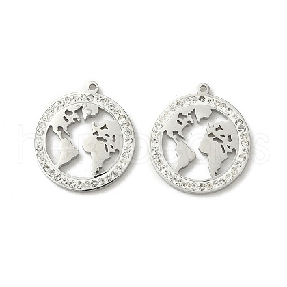 304 Stainless Steel Rhinestone Pendants STAS-V015-08P-1