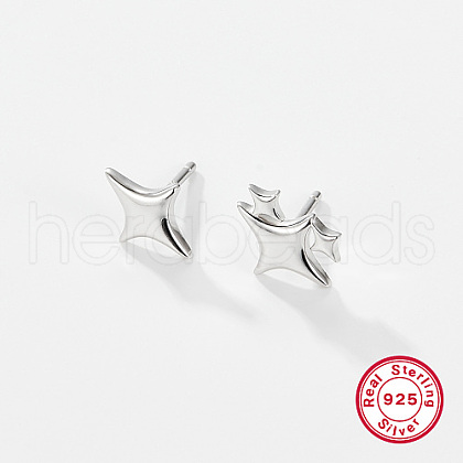 Anti-Tarnish Rhodium Plated 925 Sterling Silver Ear Studs UK6907-1-1
