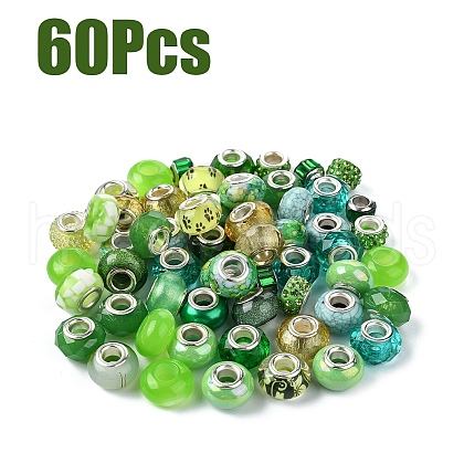 60Pcs Resin European Beads RPDL-YW0001-14A-1