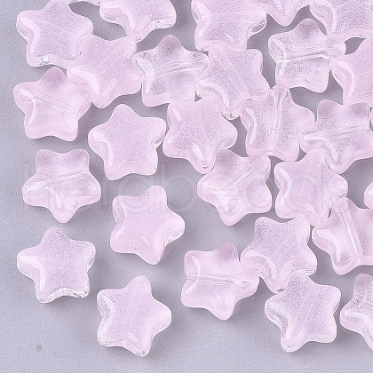 Transparent Spray Painted Glass Beads X1-GLAA-N035-01-A02-1