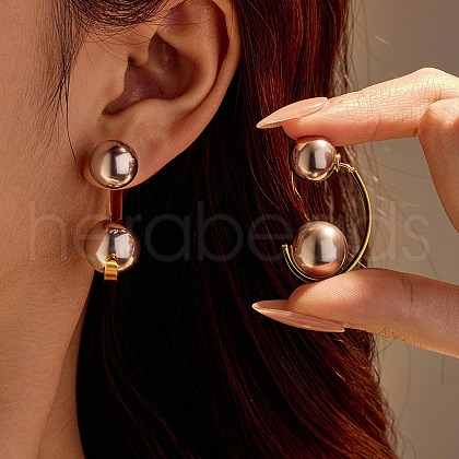304 Stainless Steel Two Tone Stud Earrings EJEW-R031-03GP-1