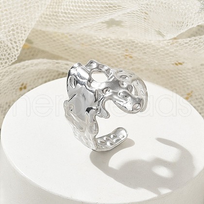 Irregular 304 Stainless Steel Open Cuff Rings for Unisex RJEW-Q003-01P-1