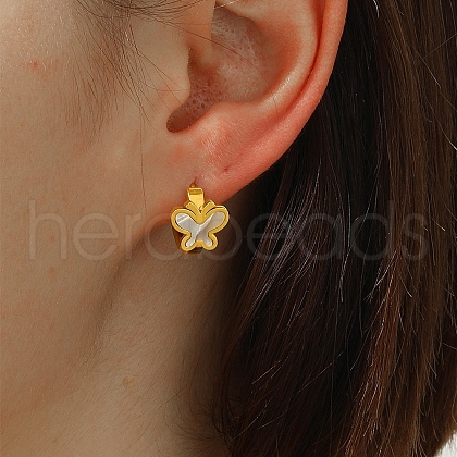 Butterfly Stainless Steel Acrylic Shell Hoop Earrings for Women JF2774-1-1