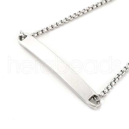 304 Stainless Steel Rectangle Link Slider Bracelet with Crystal Rhinestone and Box Chains for Women BJEW-G645-02P-1