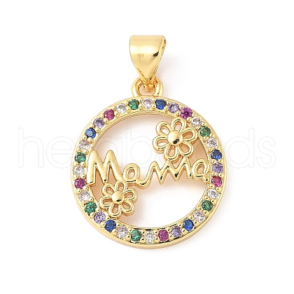 Brass Micro Pave Cubic Zirconia Pendants ZIRC-G152-21G-1-1