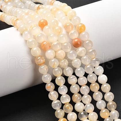 Natural Flower Jade(Afghanistan Jade) Bead Strands G-K153-B16-6mm-1