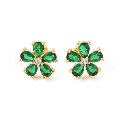 Rack Plating Brass Micro Pave Cubic Zirconia Stud Earrings EJEW-I304-07G-10-1