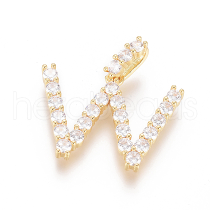 Golden Plated Brass Micro Pave Clear Cubic Zirconia Pendants ZIRC-L093-01W-1