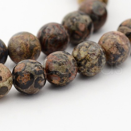 Natural Leopard Skin Jasper Round Bead Strands G-P070-77-3mm-1