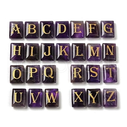 26Pcs Natural Amethyst Healing Rectangle with Letter A~Z Display Decorations G-K335-07D-1