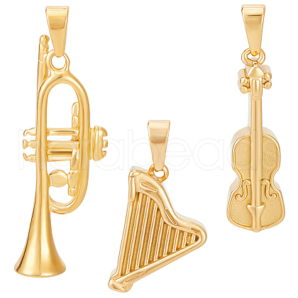 Beebeecraft 3Pcs 3 Style 304 Stainless Steel Pendants STAS-BBC0004-77-1