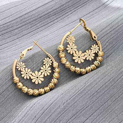 304 Stainless Steel Hoop Earrings EJEW-Z098-29G-1