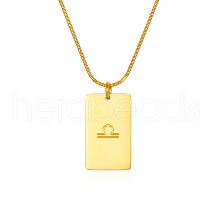 Stylish Stainless Steel 12 Zodiac Rectangle Pendant Necklaces for women GA2858-11-1