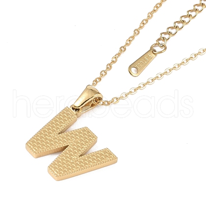 Ion Plating(IP) Initial Letter 304 Stainless Steel Pendant Necklaces NJEW-M199-01G-W-1